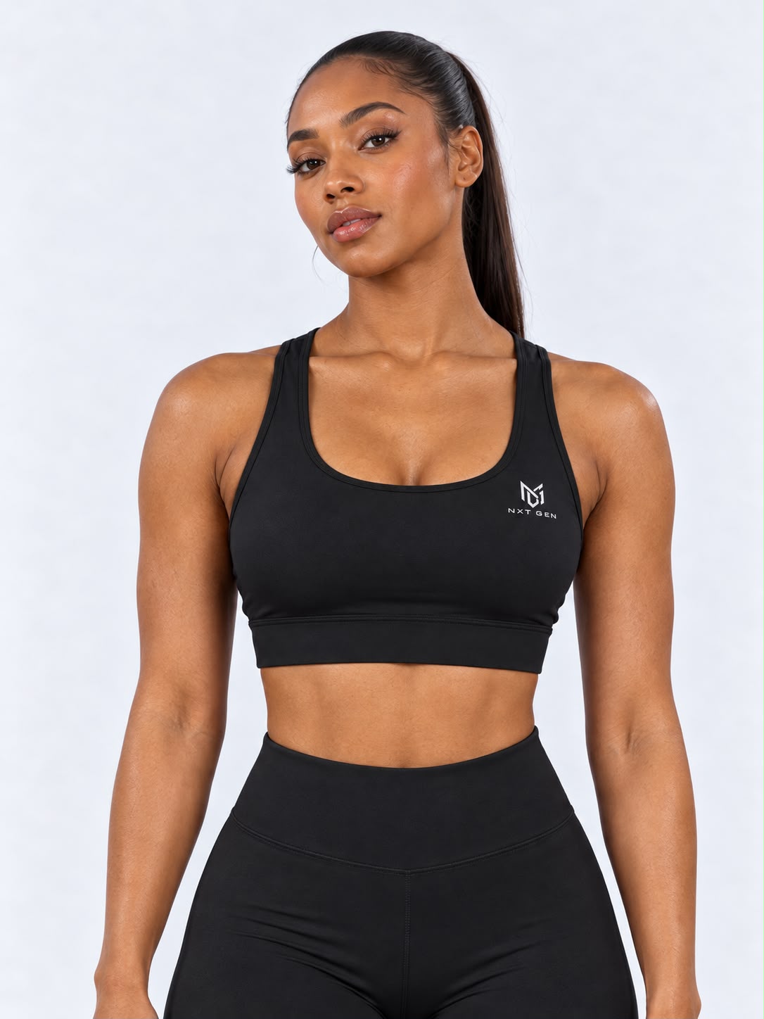 Enhance Halterneck Sports Bra in Onyx Black